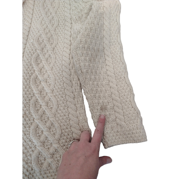 Paul James 100% Wool Aran Cableknit Collared Sweater Made in England - Picture 5 of 10